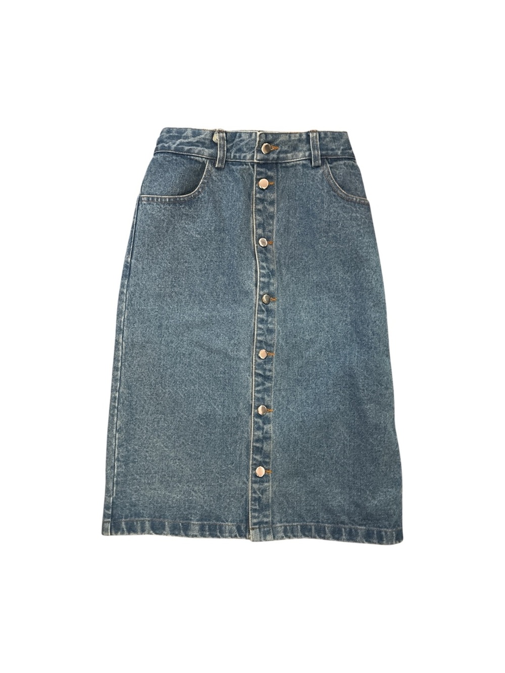 Jay Basics Kids Size 16 Classic High-Waist Button-Front Denim MIDI Skirt - Blue